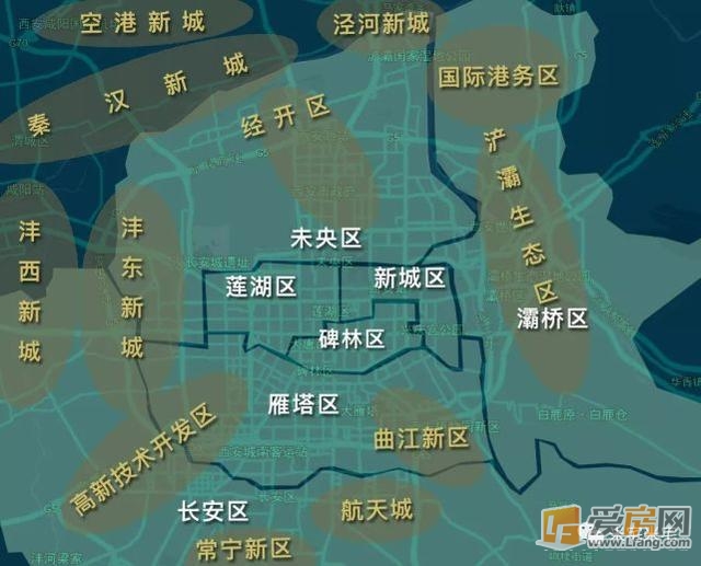 中心 今日热点  正文  传统西安城,其实只有城六区,即图上的长安