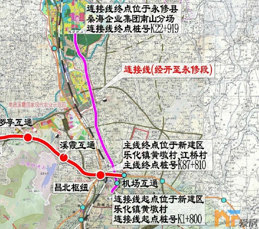 南昌市绕城高速公路西二环(厚田至乐化段)涉及南昌市新建区,安义县和